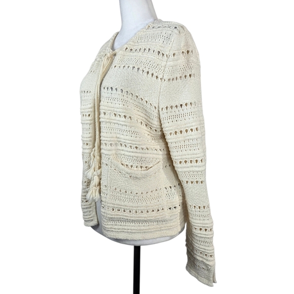 Zara Women's Cream Knit Tie front  Cardigan - Picture 4 of 10